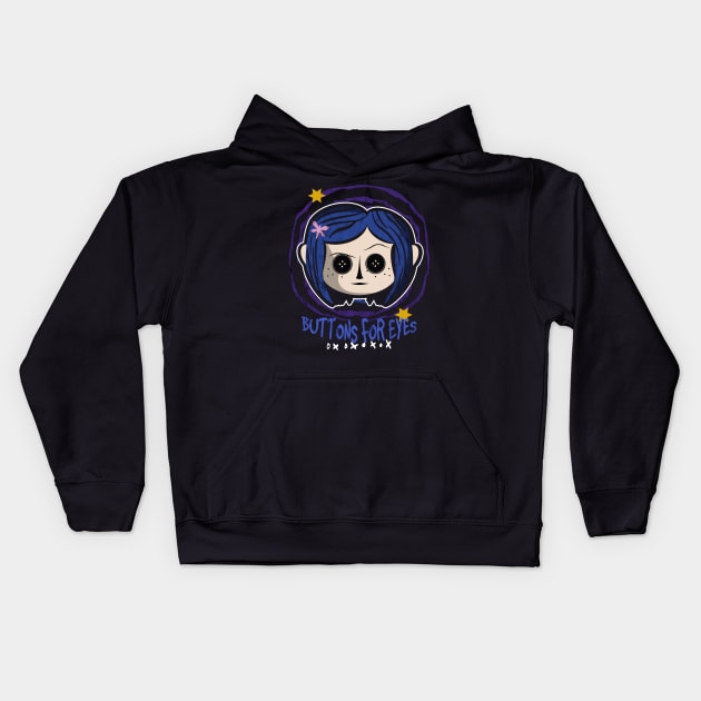 Button for eyes Kids Hoodie by Liewrite